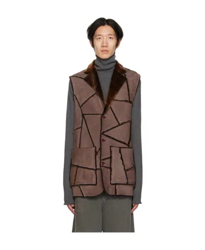 Acne Studios Lapel Vest In Brown