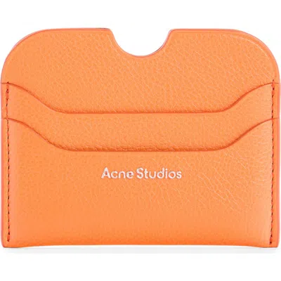Acne Studios Large Elmas Leather Card Holder In Orange