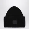 Acne Studios Large Face Logo Beanie In Black