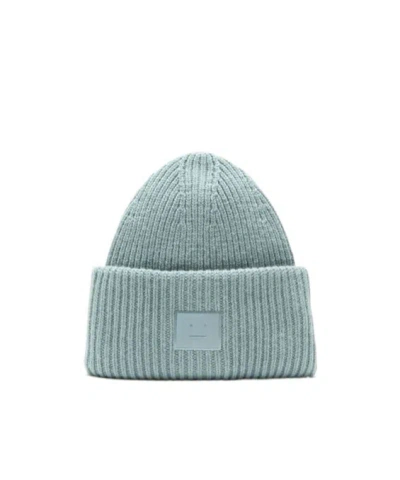 Acne Studios Large Face Logo Beanie In Blue