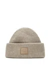 Acne Studios Large Face Logo Beanie Grey Melange In Gray
