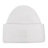 Acne Studios Large Face Logo Beanie Grey In White