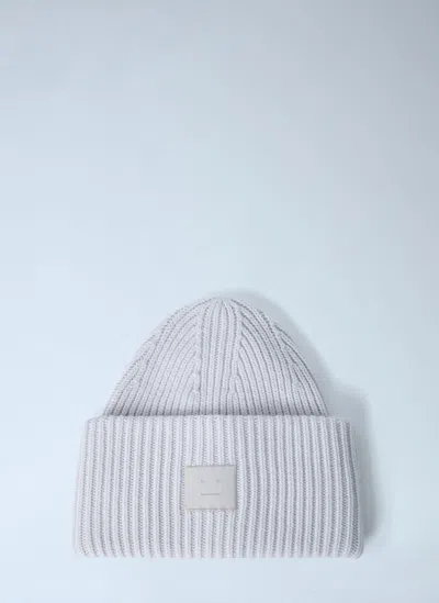 Acne Studios Large Face Logo Beanie Hat In Blue