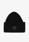 Acne Studios Large Face Patch Wool Beanie In Black