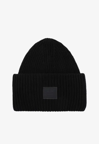 ACNE STUDIOS LARGE FACE PATCH WOOL BEANIE