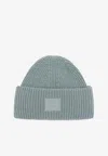 Acne Studios Large Face Patch Wool Beanie In Gray