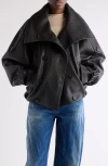 Acne Studios Double-breasted Leather Jacket In Black