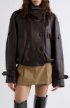 Acne Studios Laris Leather Crop Trench Coat In Brown