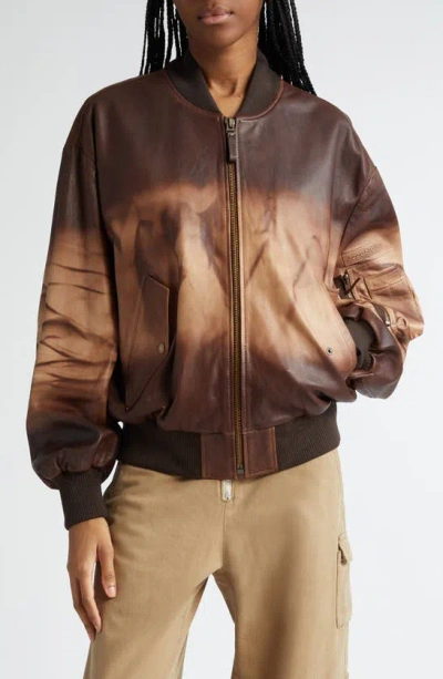 Acne Studios Lastro Sun Dyed Leather Bomber Jacket In Brown