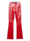 Acne Studios Latex Flared Trousers In Red