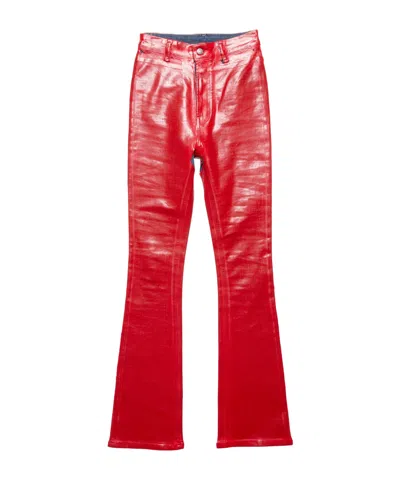 Acne Studios Latex Flared Trousers In Red