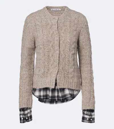 Acne Studios Layered Alpaca, Yak And Wool-blend Cardigan In Beige