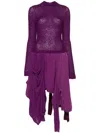 Acne Studios Layered Asymmetric Dress In Purple
