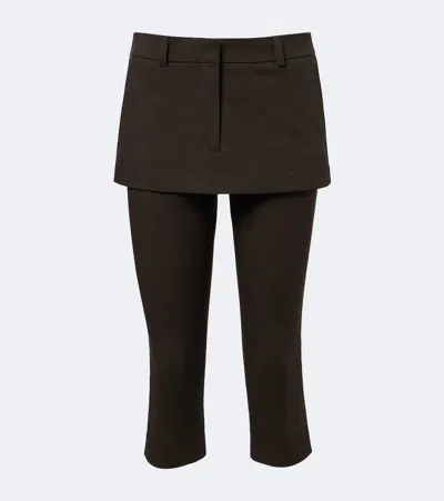 Acne Studios Layered Cotton Capri Pants In Brown