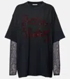 Acne Studios Layered Cotton Jersey And Mesh T-shirt In Black