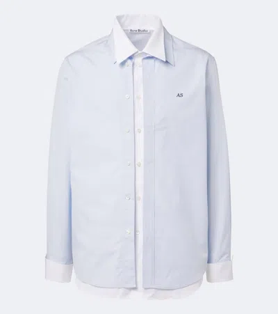 Acne Studios Layered Cotton Poplin Shirt In Blue