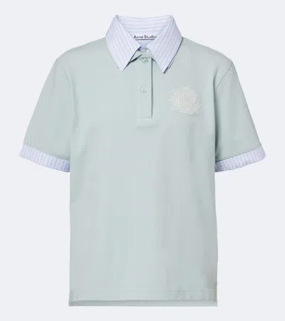 Acne Studios Layered Cotton-blend Pique Polo Shirt In Green