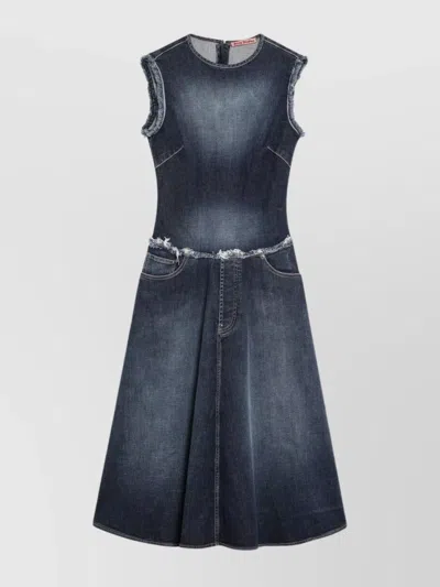 Acne Studios Layered Denim Midi Dress A20849co R 838 In Blue