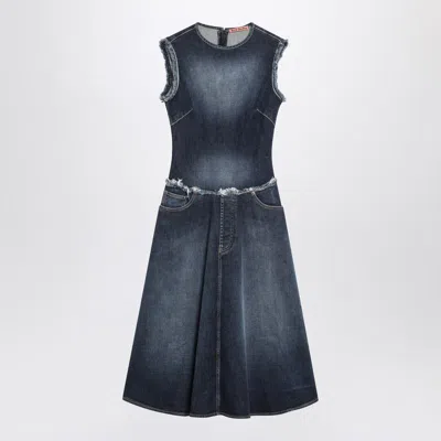 Acne Studios Womens Dark Blue Sleeveless Layered Denim Mini Dress