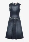 Acne Studios Layered Denim Midi Dress In Blue