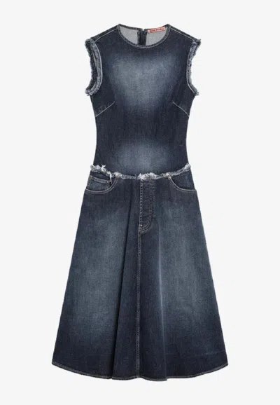 Acne Studios Layered Denim Midi Dress In Blue