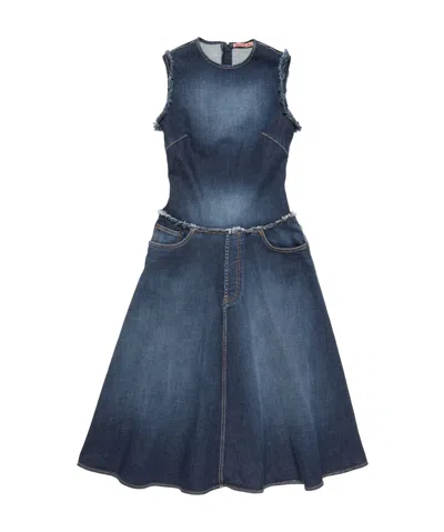 Acne Studios Layered Denim Midi Dress In Gold