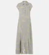 Acne Studios Layered Chiffon And Floral-print Crepe Maxi Dress In Grey