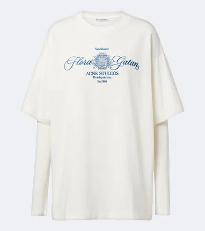Acne Studios Layered Embroidered Cotton Jersey T-shirt In White