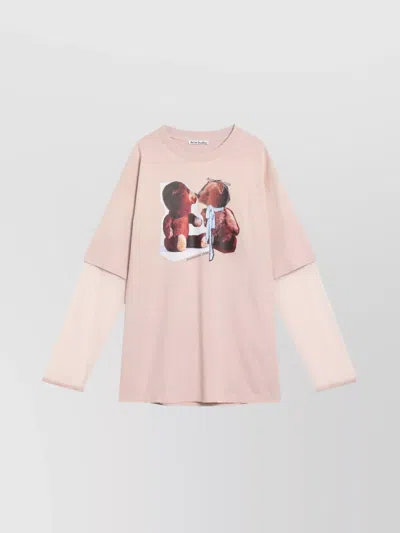 ACNE STUDIOS LAYERED GRAPHIC PRINT CREW NECK T SHIRT
