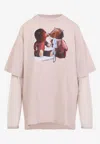 Acne Studios Distressed Crew Neck T-shirt With Mesh Sleeves