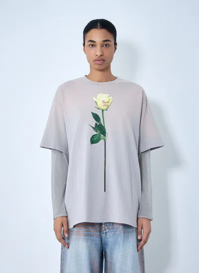 Acne Studios Layered Graphic T-shirt In Gray