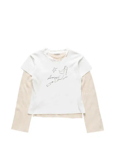 Acne Studios Layered Graphic-print T-shirt In White