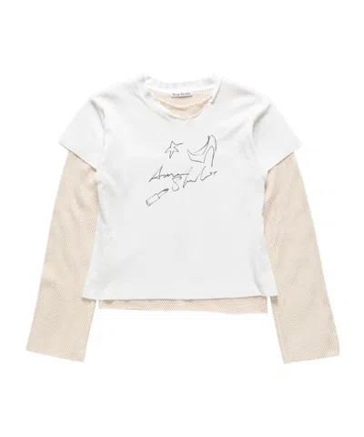 Acne Studios Layered Graphic-print T-shirt In Neutral
