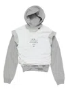 Acne Studios Frederico Stencil Logo Layered Hooded Sweatshirt In Gray