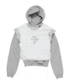 Acne Studios Frederico Stencil Logo Layered Hooded Sweatshirt In Gray