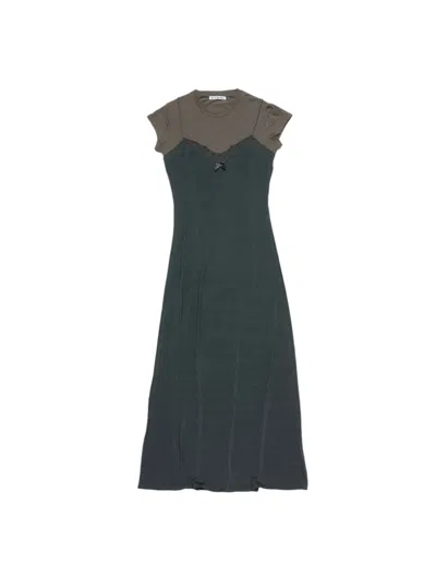 Acne Studios Gray Layered Jersey Midi Dress In Black