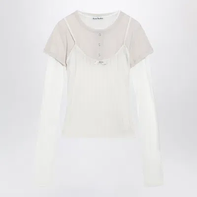 Acne Studios Layered Jersey Shirt With Bow White/off White