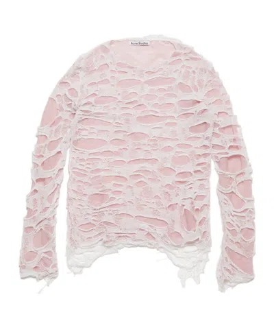 Acne Studios Layered Knit Top In Bqs Light Pink/white