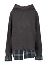 Acne Studios Layered Knitted Hoodie Sweatshirts Grey In Black
