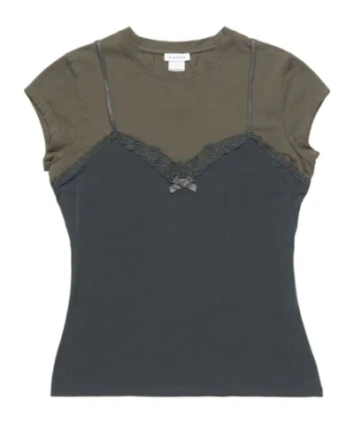 Acne Studios Layered Lace T-shirt In Blue