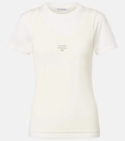 Acne Studios Layered Logo Cotton-blend T-shirt In White