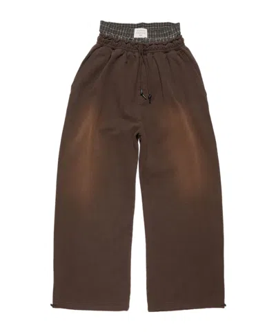 Acne Studios Layered Logo Track Pants In Brown