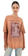 Acne Studios Edra Printed Mesh-trimmed Cotton T-shirt In Rust Red