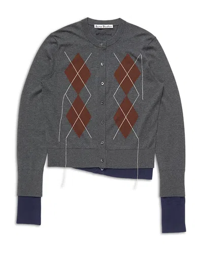 Acne Studios Layered Look Cardigan Sweater In Gray