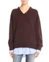 Acne Studios V Neck Pullover Wool Sweater Dark Brown In Brown