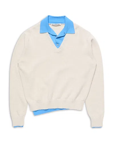 Acne Studios Layered Look Wool Sweater In White