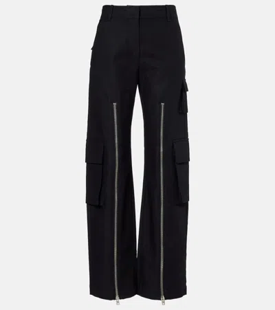Acne Studios Layered Mid-rise Cotton Satin Pants In Black