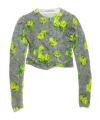 Acne Studios Kahoo Print Overwashed Mohair Blend Cardigan In Gray