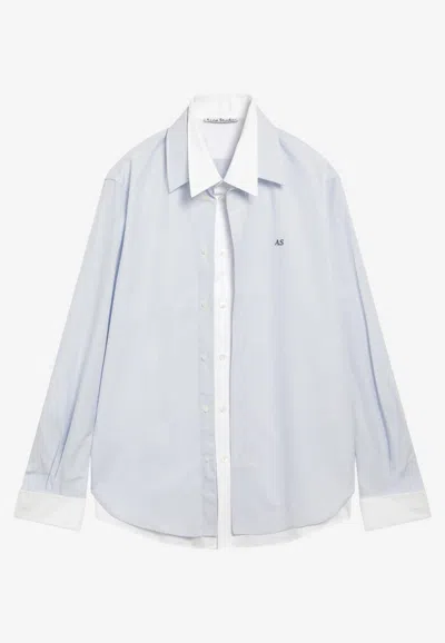 Acne Studios Layered Poplin Shirt In Light Blue