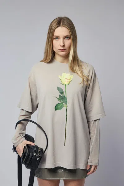 Acne Studios Layered Print T-shirt In Brown